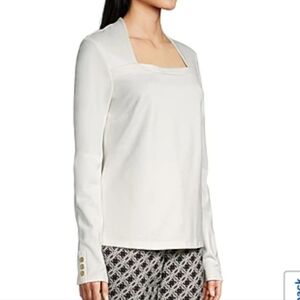 Liz Clairbone Ivory long Sleeves Square  neck top size XL NWT